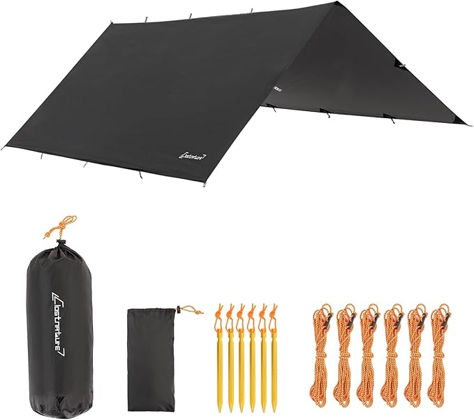 Clostnature Waterproof Camping Tarp for Tent - Ultralight Hammock Rain Fly for Backpacking, Heavy Duty Camping Hiking Awning Lightweight Rain Tarp Tent Shelter Camping Gear Must Haves