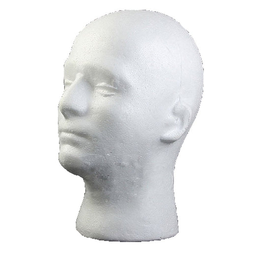 Bluelans Male Styrofoam Mannequin Wig Head Display, White Foam Head Stand Model for Hats Wigs Sunglasses Halloween Decoration