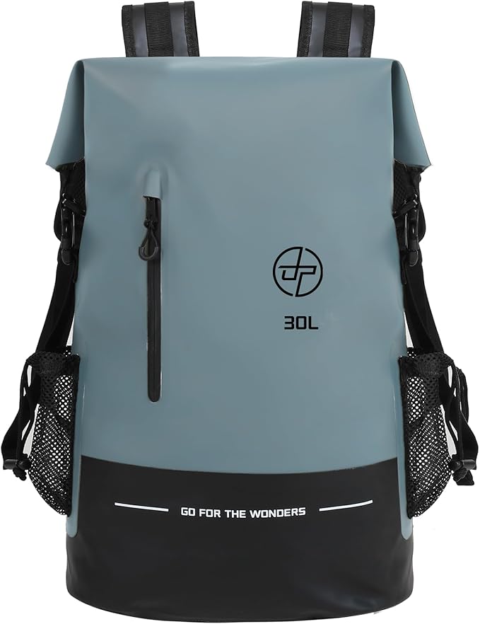 UPWELL 32L Waterproof Dry Bag Boating Backpack for Travel Hiking Camping Kayaking Hiking Swimming Floating Submersible Dry Bag grey