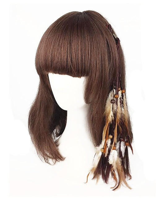 3 Pcs Women Lady Girls Handmade Bohemia Hair Rope Head Wrap Hair Band Headbands Elastics Feather Hair Tie Ponytail Holders Hair