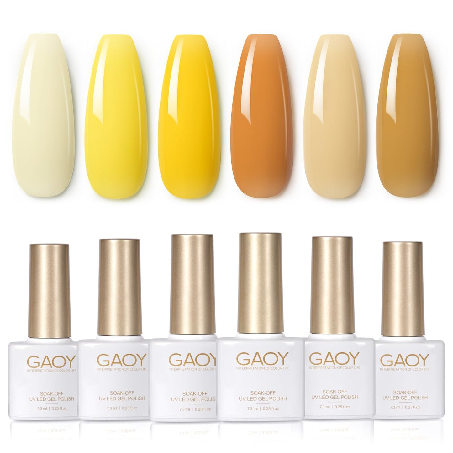 GAOY Pastel Yellow Spring Gel Nail Polish Set, 6 Colors Orange Soak Off UV Light Cure Gel Polish Kit for Salon and Nail Art DIY at Home