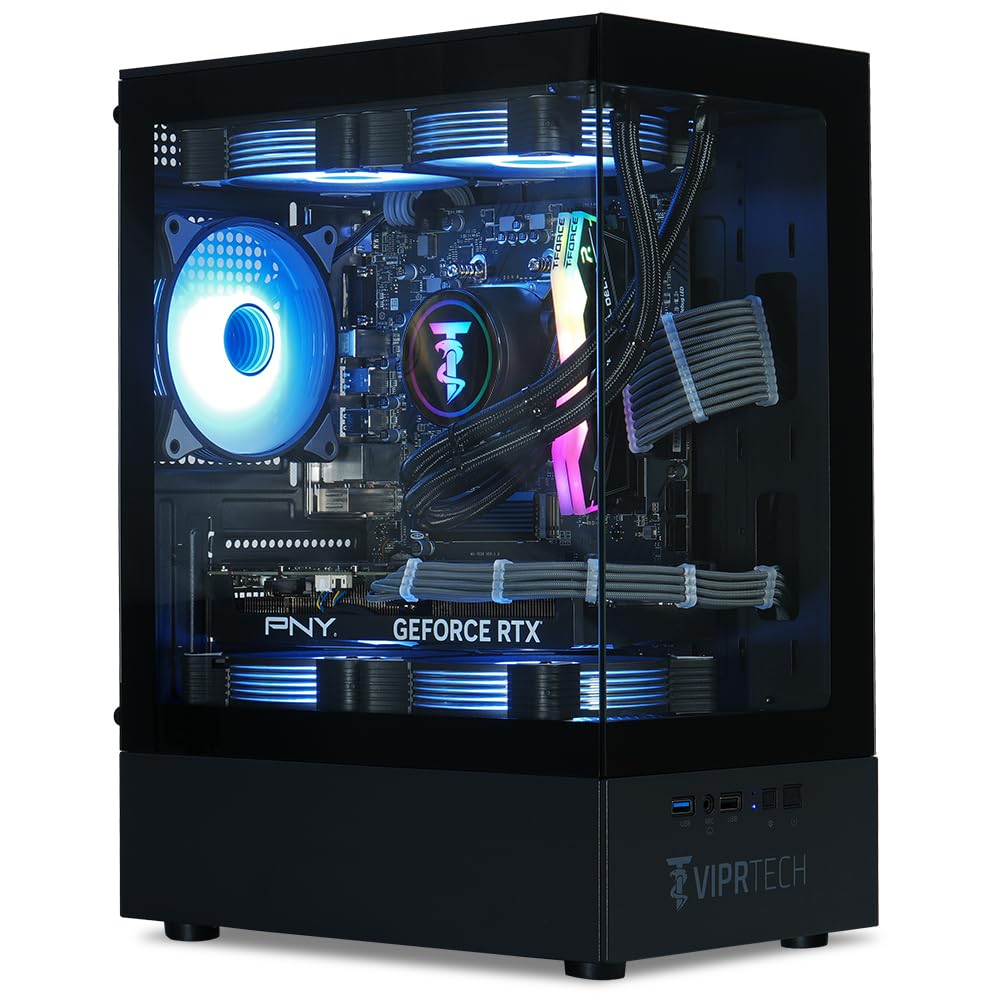 ViprTech Reaper 2.5 Liquid-Cooled PC - AMD Ryzen 7 8700F (5.0Ghz Turbo), AMD RX 7800 XT 16GB, 32GB DDR5 6400, 2TB NVMe SSD, 1000W Gold, VR-Ready, WiFi BT, Win 11, Gaming Desktop Computer, Black