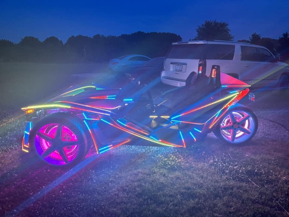 8PCS 4FT Full Tinted LED Black Out PCB Smoked Chasing + RGB Multi-Color + Solid Color Light Strips for Polaris Slingshot Hood Lights Car Truck Front Grille Ryker Spyder APP+RF