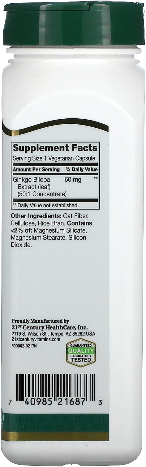 21st Century Ginkgo Biloba Extract Veg-Capsules, 200-Count (21687)
