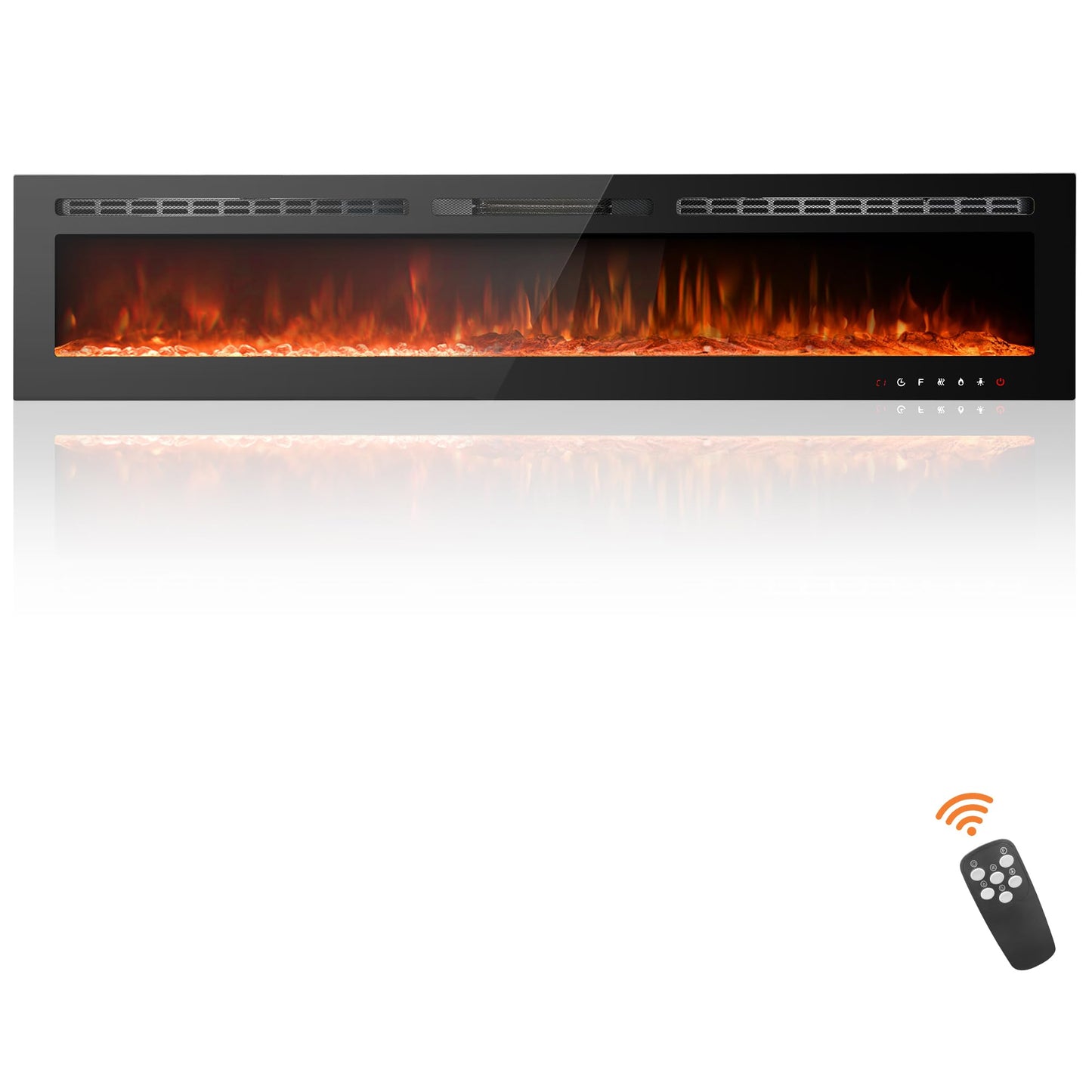 80 inch Ultra-Thin Electric Fireplace, Fireplaces Heater Wall Recessed or Wall Mounted, with Touch Screen Control Panel/Remote Control, Log & Crystal Included - 1500/750 Watt Heater
