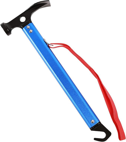 REDCAMP Aluminum Camping Hammer with Hook, 12" Portable Lightweight Multi-Functional Tent Stake Hammer for Outdoor,Black/Red/Orange/Blue