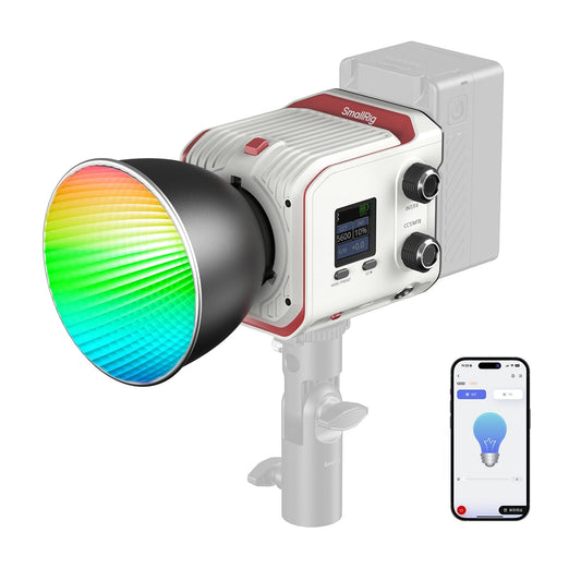 SmallRig RC 100C RGBWW LED Video Light, with App Control, 100W Mini COB Continuous Output Lighting, Handheld Spotlight 2700-10000K/CRI 96+/TLCI 98+/12 Effects, 11000Lux/1m, Lite Version White, 5340