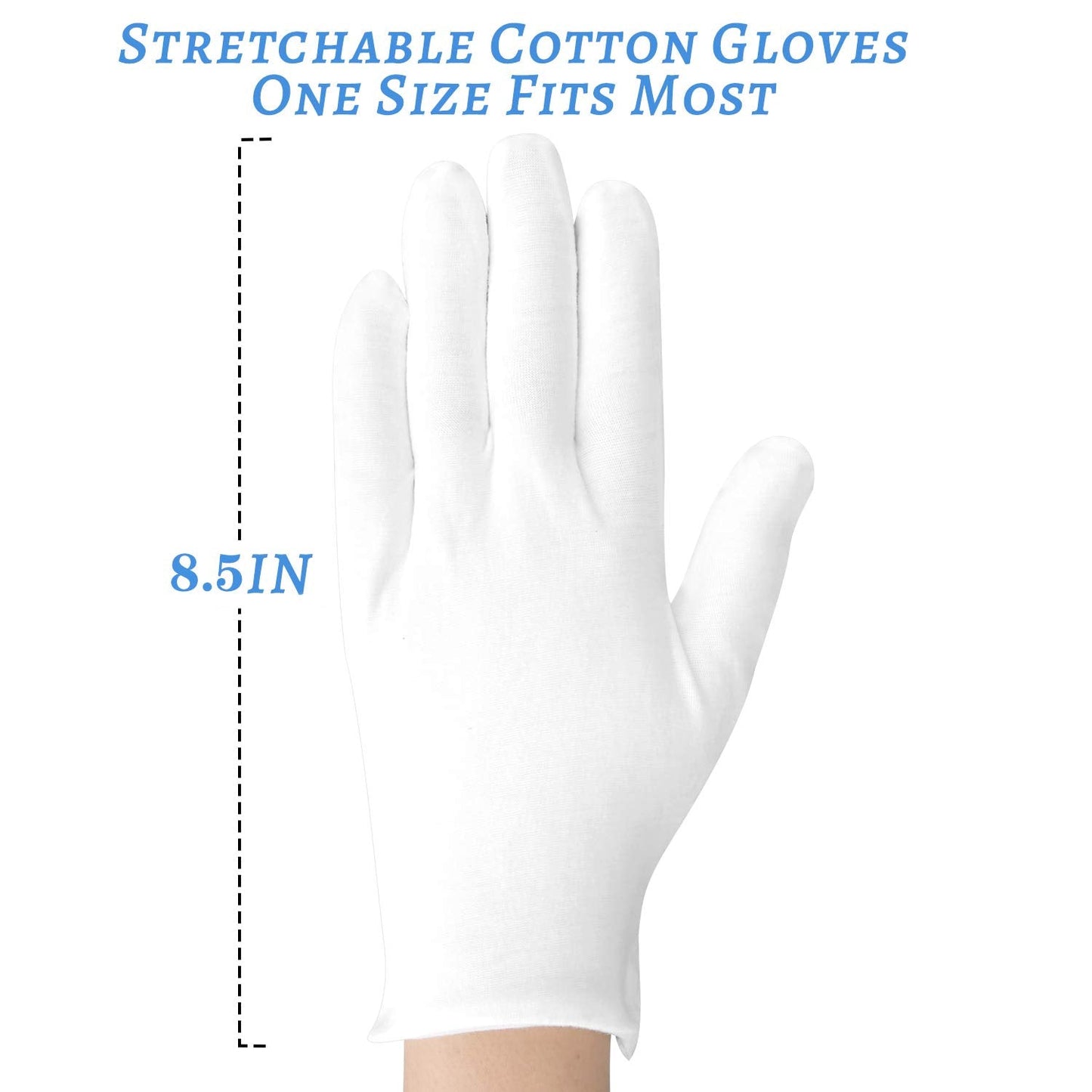 30 Pcs White Cotton Gloves for Dry Hands Moisturizing Eczema Overnight, Men and Women Stretchable Cloth White Gloves for Coin Jewelry Silver Inspection Halloween