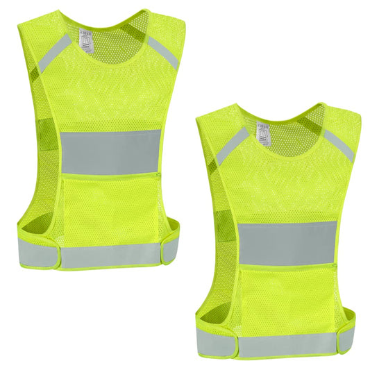 IDOU 2PACK Reflective Vest Safety Running Gear with Pocket, Ultralight &Adjustable Waist&360°High Visibility for Running,Jogging,Biking,Motorcycle,Walking,Women & Men