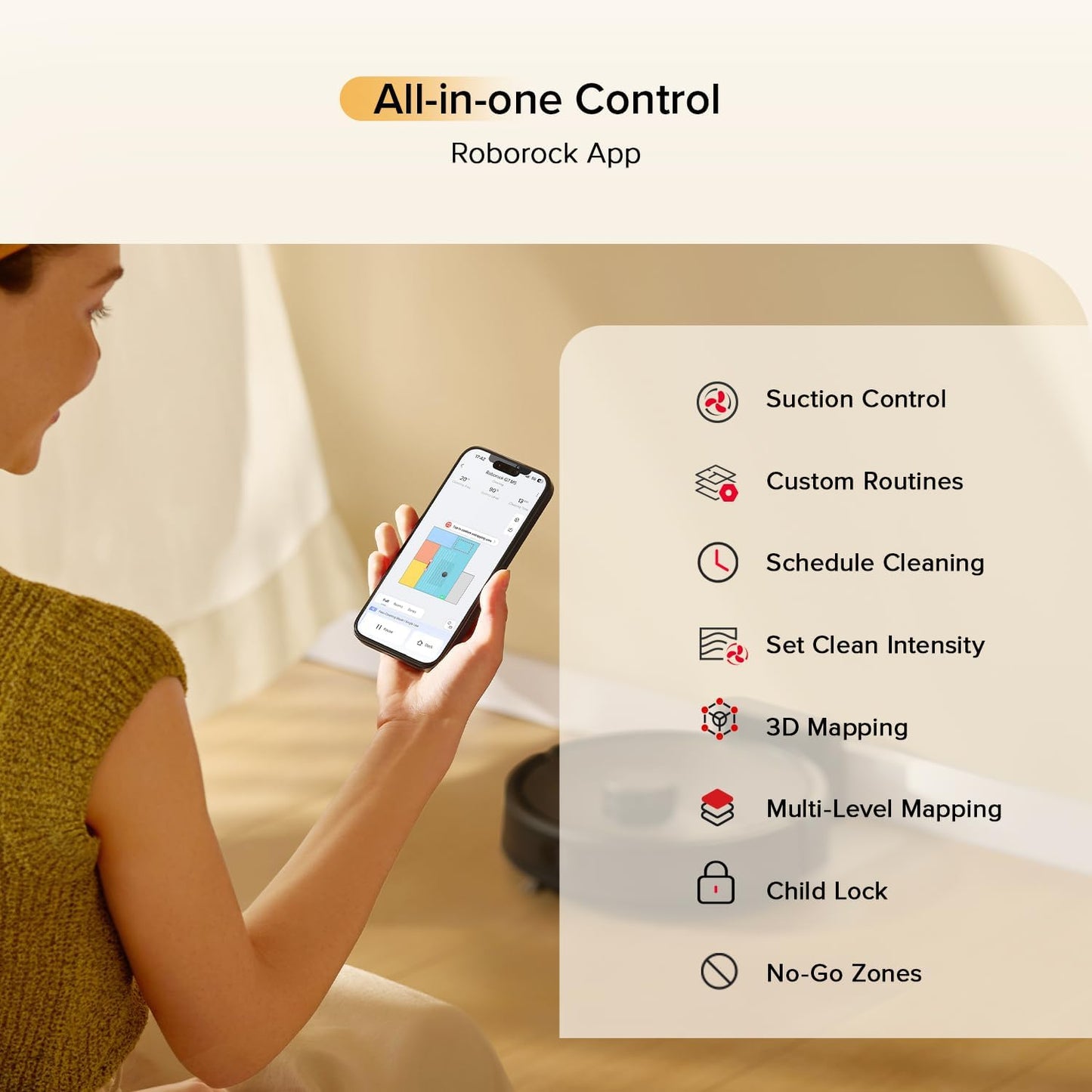 roborock Q7 M5 Robot Vacuum and Mop Combo, 10,000Pa HyperForce Suction, Robotic Vacuum Cleaner, Dual Anti-Tangle System, APP-Controlled Mopping, LiDAR Navigation, for Pet Hair and Carpet, Black