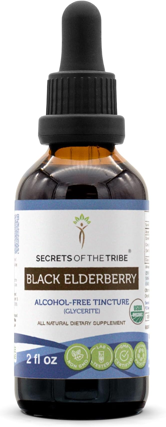 Black Elderberry USDA Organic Tincture | Alcohol-FREE Extract, High-Potency Herbal Drops, Immune System Health | Made from 100% Certified Organic Black Elderberry (Sambucus Nigra) 2 oz