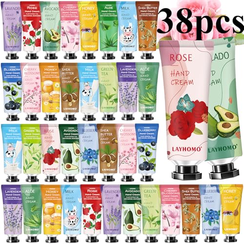 38 Pack Hand Cream Gifts Set,Mothers Day Gifts,Thank You Gifts,Nurses Week Gifts,Bridesmaid Gifts,Gifts for Women,Natural Plant Fragrance Hand Lotion Travel Size Mini Hand Cream for Dry Cracked Hands