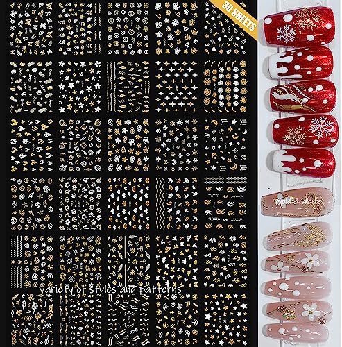 102 Sheets Nail Art Stickers & Storage Book,5200 Pieces 3D Self-Adhesive White Floral Nail Stickers with Rhinestones Designs, Multicolor Laser Gold Nail Decals for Women Girls DIY Manicure Decorations