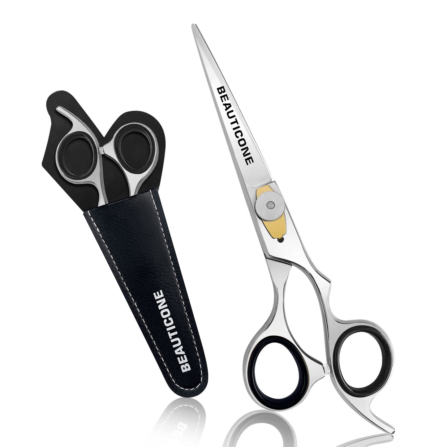BEAUTICONE Hair Cutting Scissors | 6.5 Inch Professional Stainless Steel Barber Shears | Hairdressing Scissors | Smooth & Sharp Edge Blades - for Men/Women (Silver)