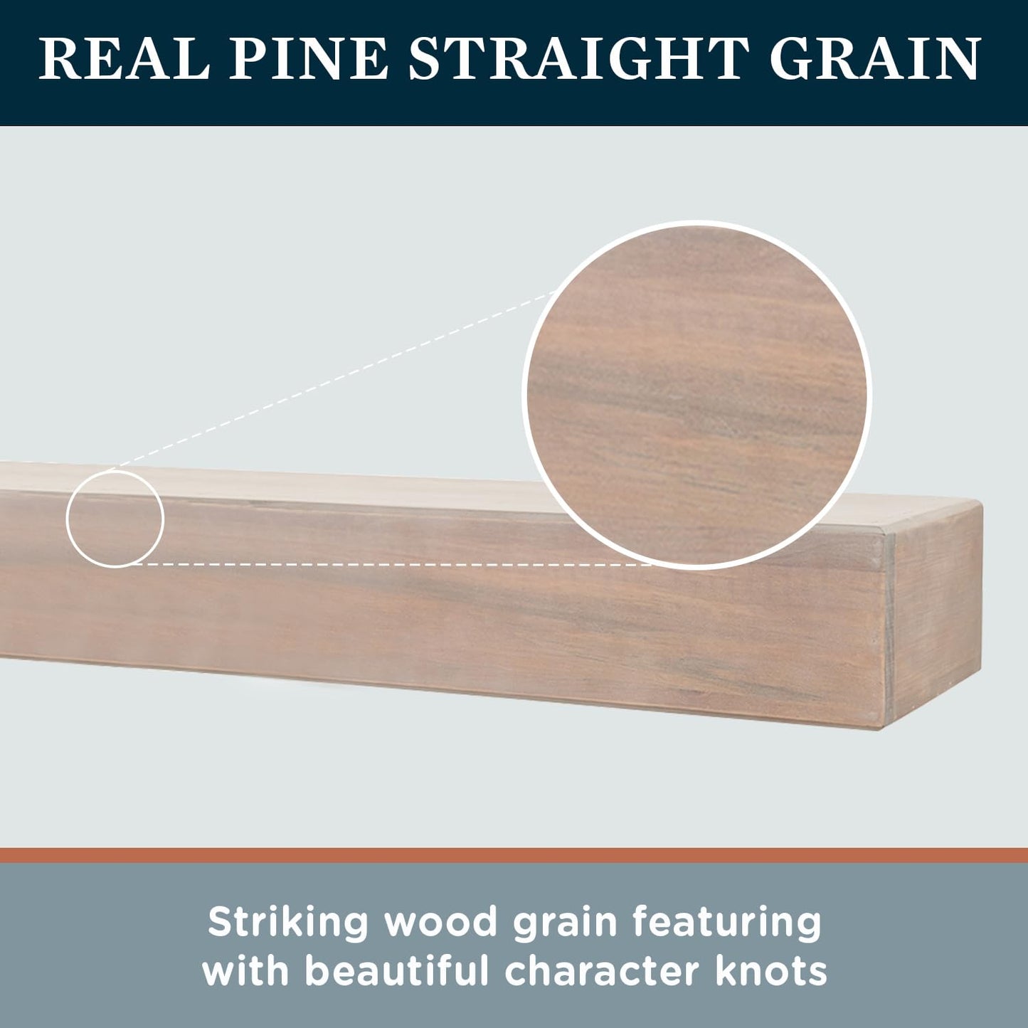 MANTELSDIRECT 48 Inch Floating Fireplace Mantel Wood Shelf in White Wash - Austin from Mantels Direct | Wooden Rustic Wall Shelf Perfect for Décor and Electric Fireplaces