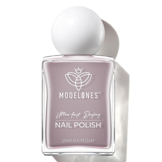 modelones Gray Nail Polish, Light Grey 15 ml Quick Dry Nail Lacquer Strengthener Long Last Shine Fingernail Toe Nail Art DIY Home Travel Manicure Gift for Women Girls 0.5 Fl Oz