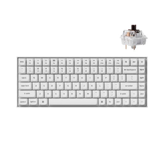Keychron K2 Pro 75% Layout Bluetooth Wireless Mechanical Keyboard, Custom Programmable Type-C Wired Gaming Keyboard with RGB Backlit, Hot-Swappable K Pro Brown Switch for Mac Windows Linux - White