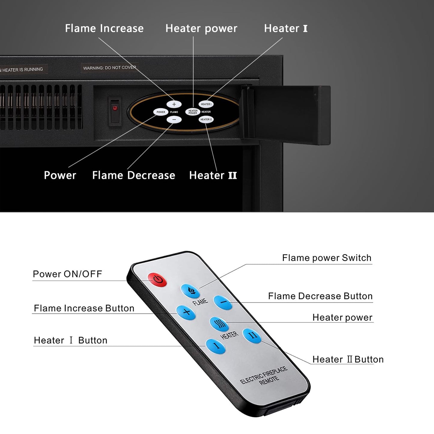43” Electric Fireplace Mantel Freestanding Electric Fireplace, Remote Control, Adjustable Led Flame, 750W/1500w PEARLWHITE
