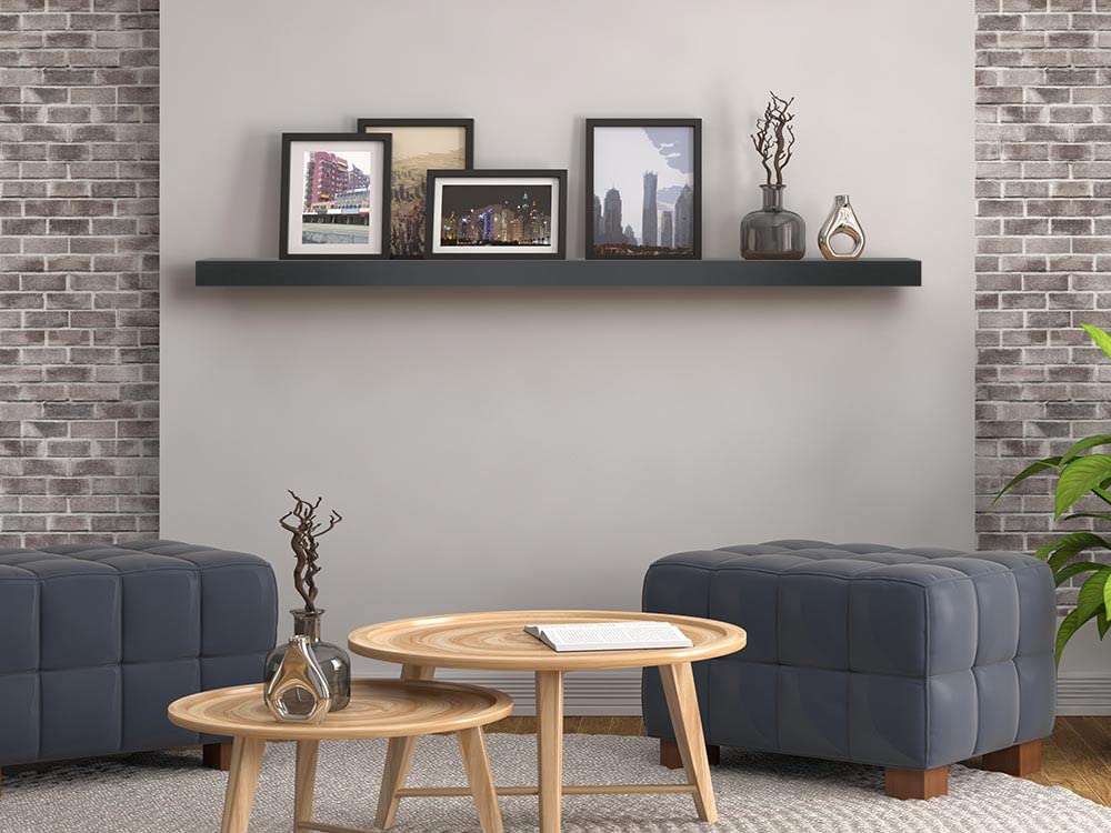 MANTELSDIRECT Titus 52 Inch Metal Stainless Steel Non-Combustible Fireplace Mantel Shelf - Shadow Iron Beautiful Modern Shelf Perfect for Electric Fireplaces and More!