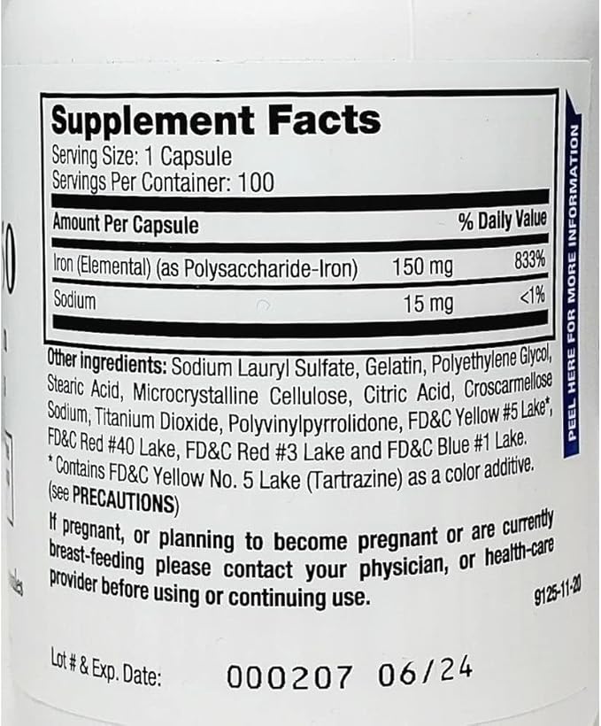 Breckenridge Ferrex 150 Polysaccharide Iron Complex Caps 100ct *Non Blister* by "Breckenridge Pharmaceutical, Inc."