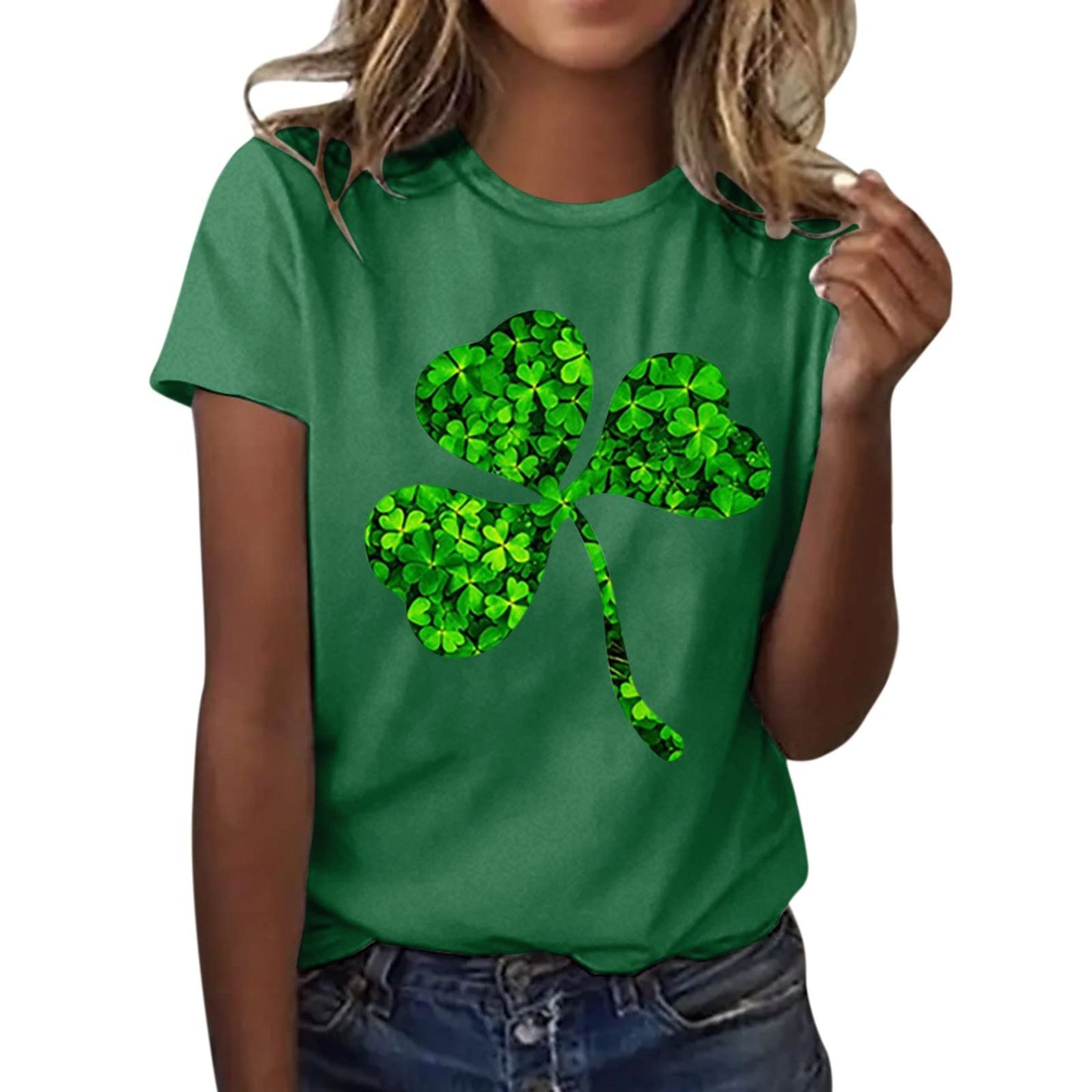 Aniywn Women's St Patricks Day Casual Short Sleeve T-Shirt Round Neck Graphic Print Tee Top Blouse