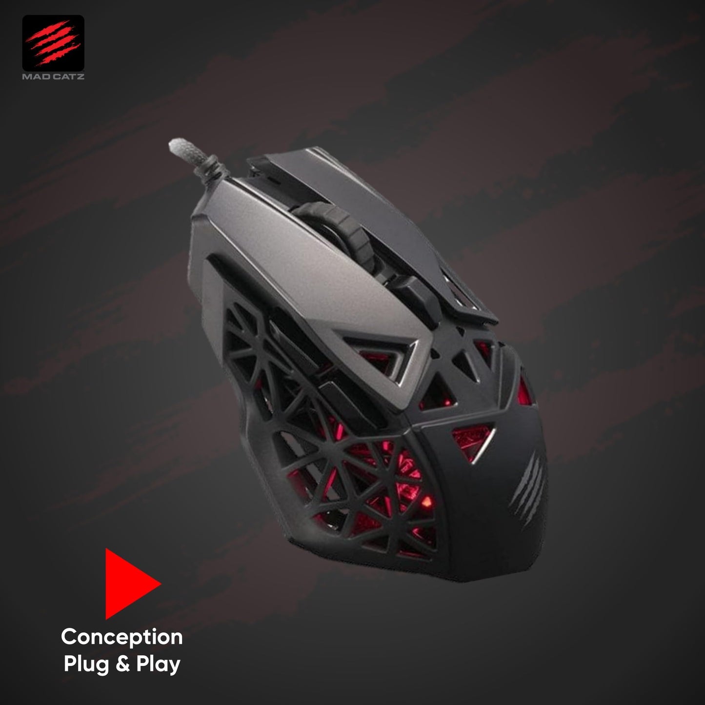 Mad Catz M.O.J.O. M1 Gaming Mouse - Light Weight 70g - 12000 DPI Optical Sensor–Built-in Customizable RGB lighting effect - Hollow Pyramid Design - Patented DAKOTA Switch - 40g Acceleration, Black