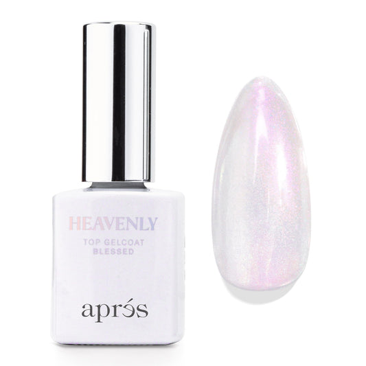 Apres Heavenly Top Gelcoat, 15 ml Non-Wipe Nail Gel Polish Top Coat, Shimmery Long Lasting Topcoat (Blessed, 15 ml)
