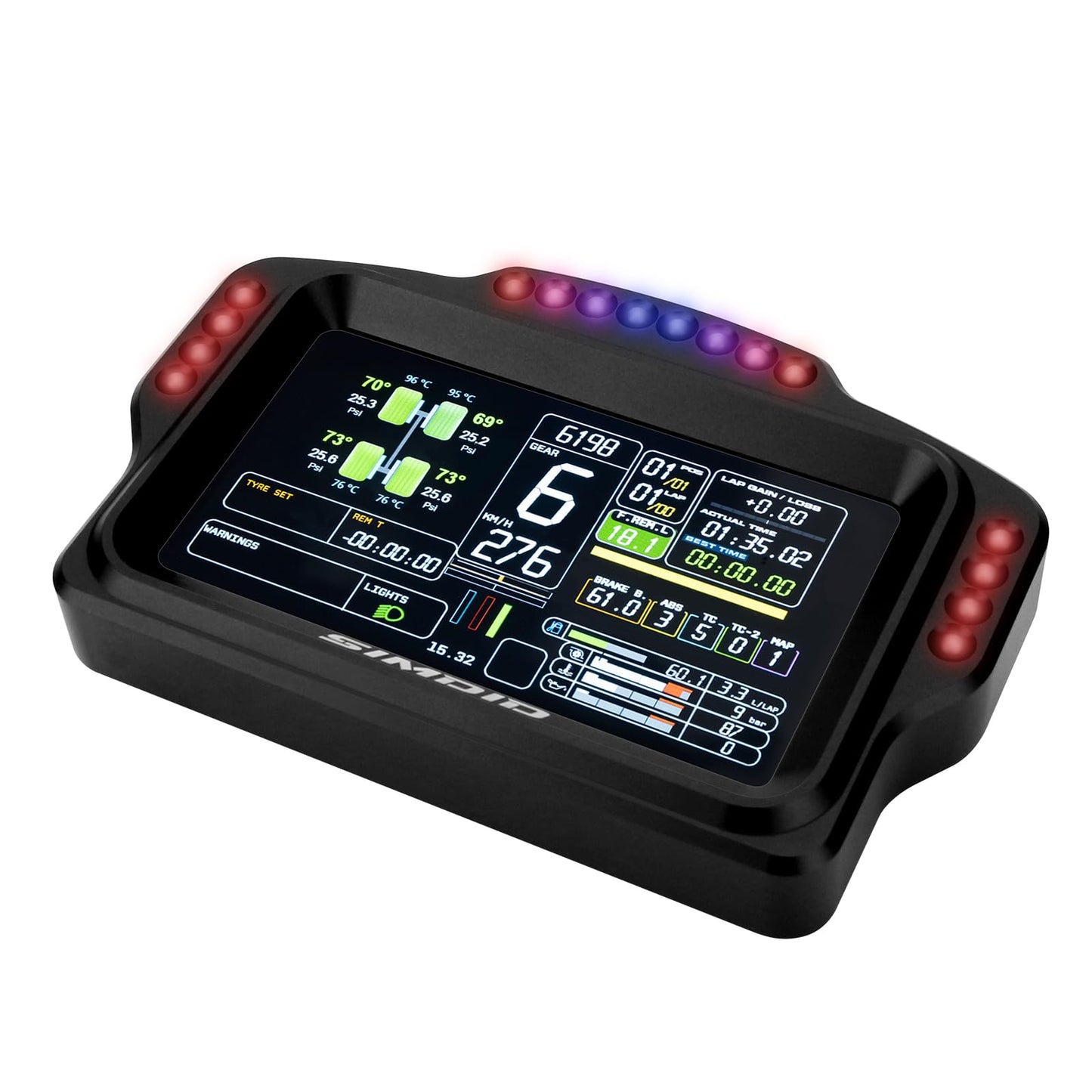 MiYee DV480 PRO Dashboard Sim Racing Dash Display with 5" Screen & 16 RGB LEDs for Simulation Racing Games Accessories