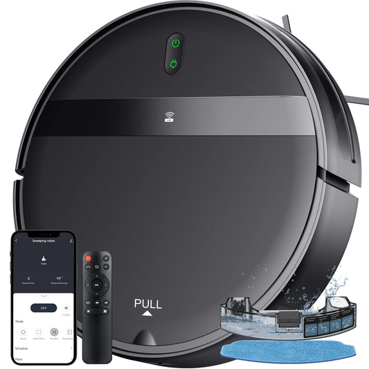 Robot Vacuum and Mop Combo for Pet Hair–2300Pa Robotic Vacuum Cleaner with WiFi/Alexa/App Control, 2H Runtime & Tangle-Free Tech, Auto Recharge, Ultra-Slim Quiet for Hard Floors/Low-Pile Carpets