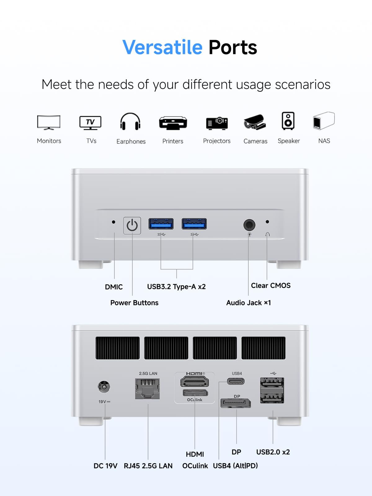 MINISFORUM UM880 Plus Mini PC AMD Ryzen 7 8845HS(8C/16T, up to 5.1GHz), 32GB DDR5 1TB PCIe4.0 SSD, HDMI+DP+USB4 Triple Outputs, OCuLink Port, 2.5G LAN, 5x USB Port, Radeon 780M Graphics Micro Computer