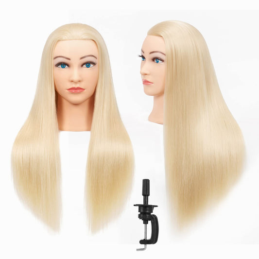 Hairginkgo Mannequin Head 26"-28" Synthetic Fiber Training Head Braiding Head Hair Styling Manikin Cosmetology Doll Head Hairdresser Training Model for Cutting Braiding with Clamp 92022W61320