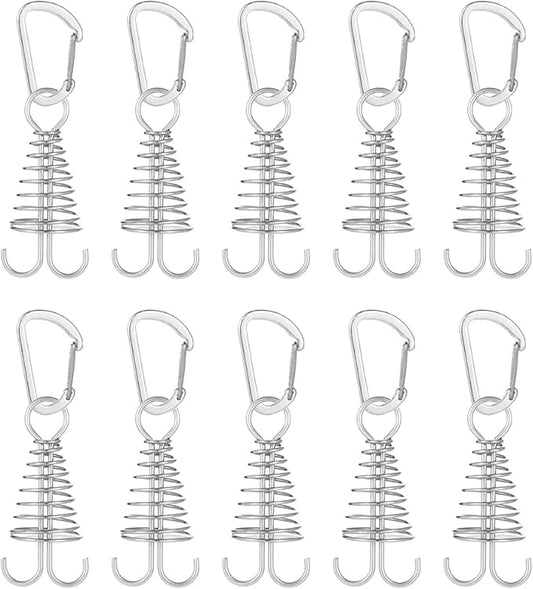 Morobor Deck Anchor Pegs, 10pcs Windproof Aluminium Alloy Fish Bone Tent Stakes with Spring Buckle Portable Wind Rope Anchor for Outdoor Camping