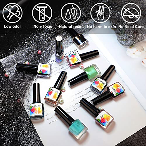 Blooming Watercolor Ink Nail Polish Marble Nail Polish Flower Blossom Nails for Spreading Marble Effect Manicure 12 Colors 7ml(0.25fl oz)
