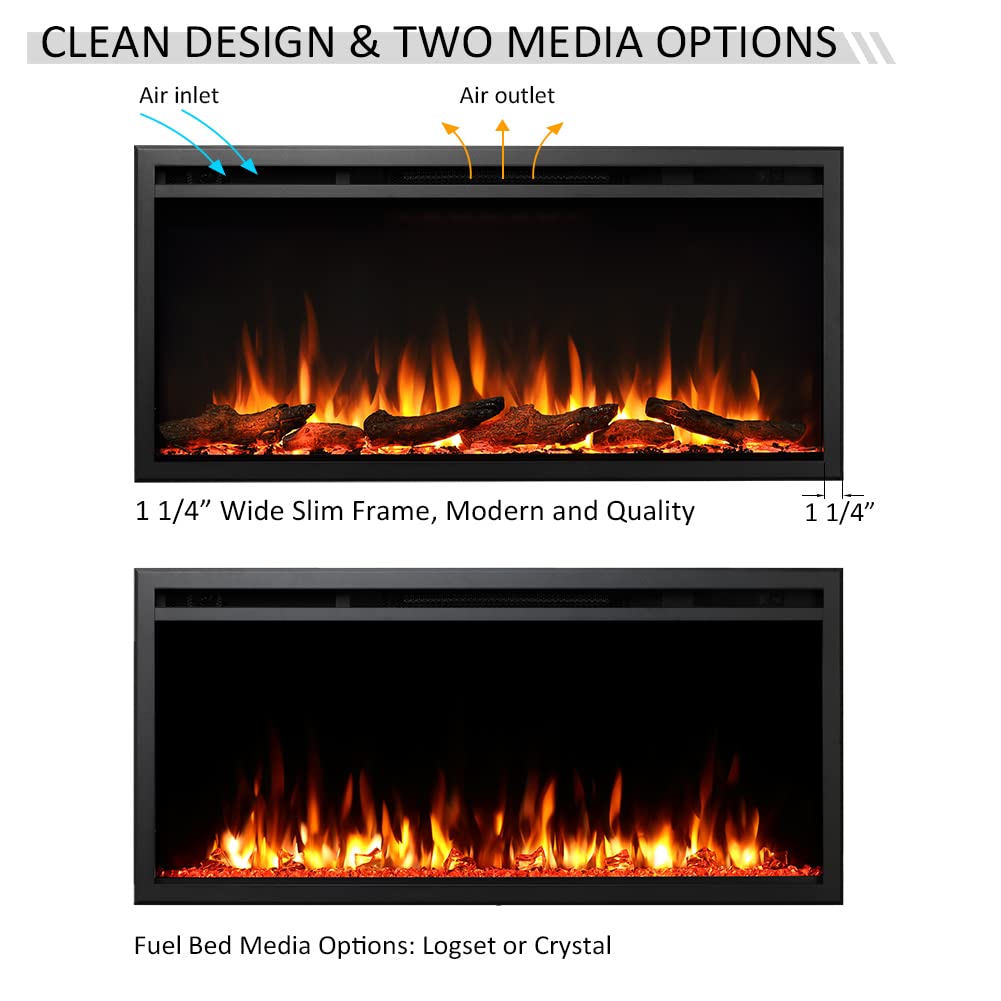LegendFlame 40" W Austin in Wall Recessed & Wall Mounted Electric Fireplace (EF286A)