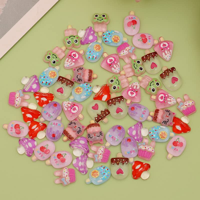 1 Pack of 250pcs Cute & Sweet 3D Nail Charms for Acrylic Nails, Perfect for Nail Art Decorations & DIY Accessories Crafts，Flower Bee Pineapple Bear Charms for Nail (#1-multi-color)