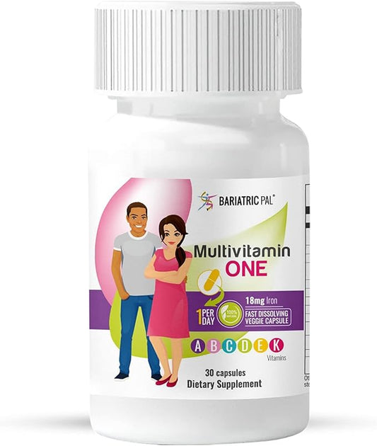 BariatricPal Multivitamin ONE 1 per Day! Bariatric Multivitamin Capsule with 18mg Iron (30 Count)