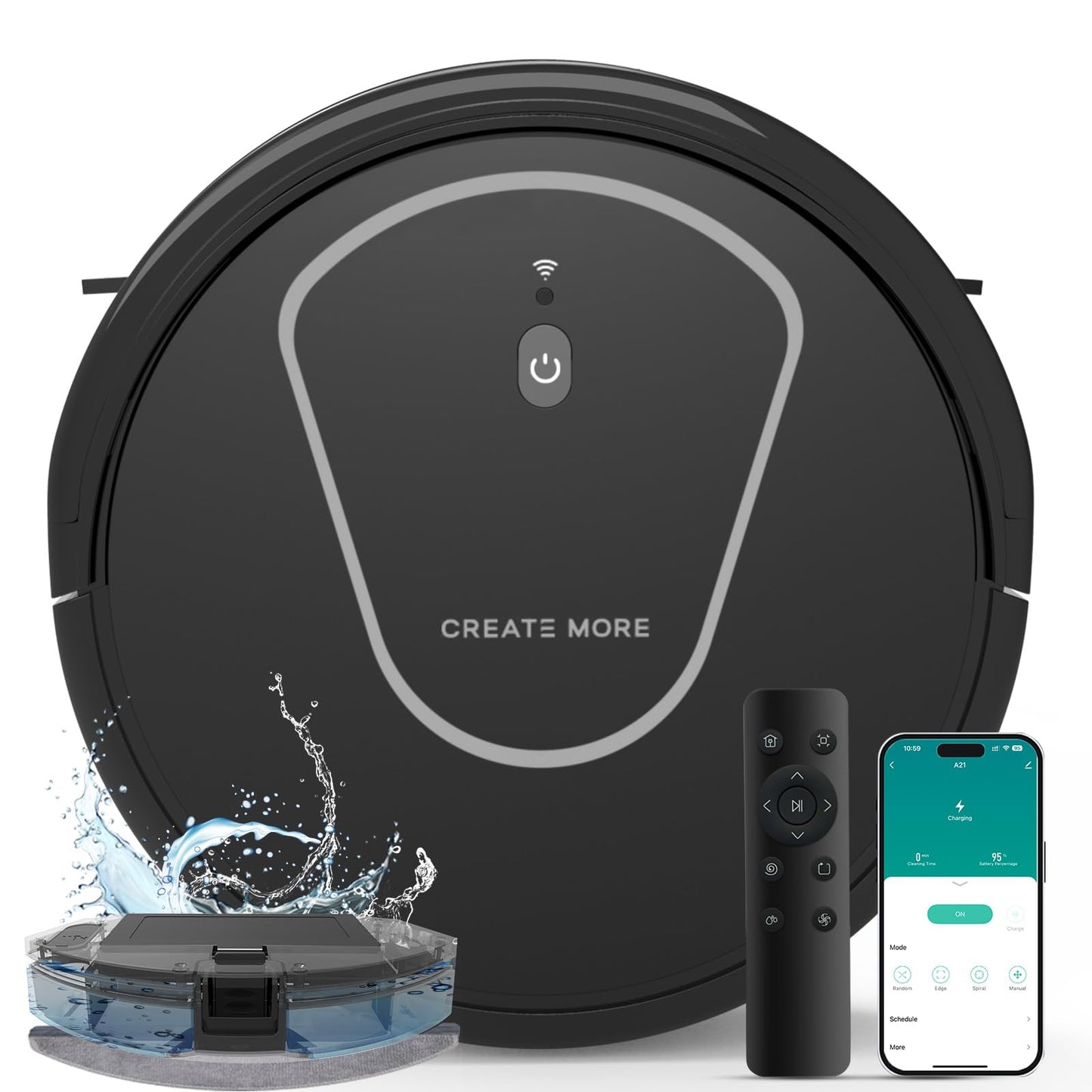 Robot Vacuum and Mop Combo,2 in 1 Robotic Vacuum Cleaner with Mopping,4000Pa Strong Suction,Auto Recharge,WiFi/Alexa/App/Remote, Ideal for Hard Floor,Pet Hair,Auto Carpets Boost