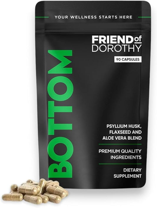 Bottom Fiber Supplement for Effortless Prep Time - Helps Promote Digestive Regularity - Psyllium Husk Based - for Men Who Bottom, 90 Vegan Capsules