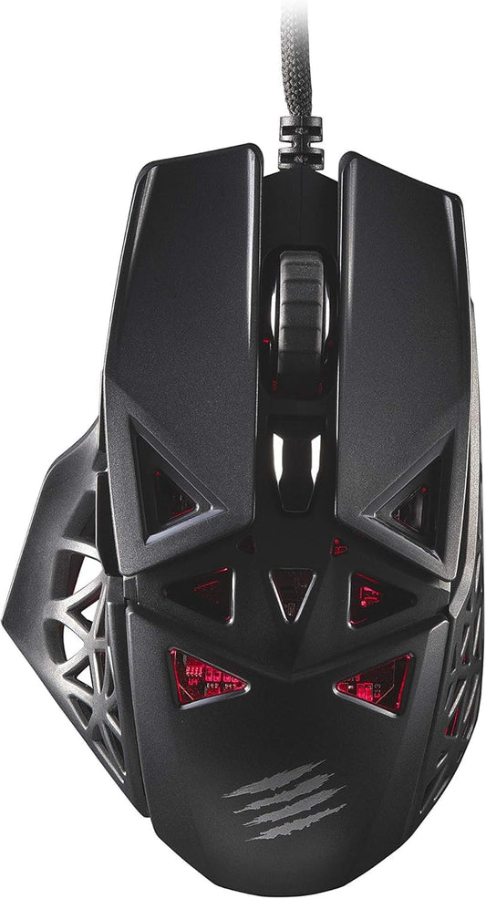Mad Catz M.O.J.O. M1 Gaming Mouse - Light Weight 70g - 12000 DPI Optical Sensor–Built-in Customizable RGB lighting effect - Hollow Pyramid Design - Patented DAKOTA Switch - 40g Acceleration, Black