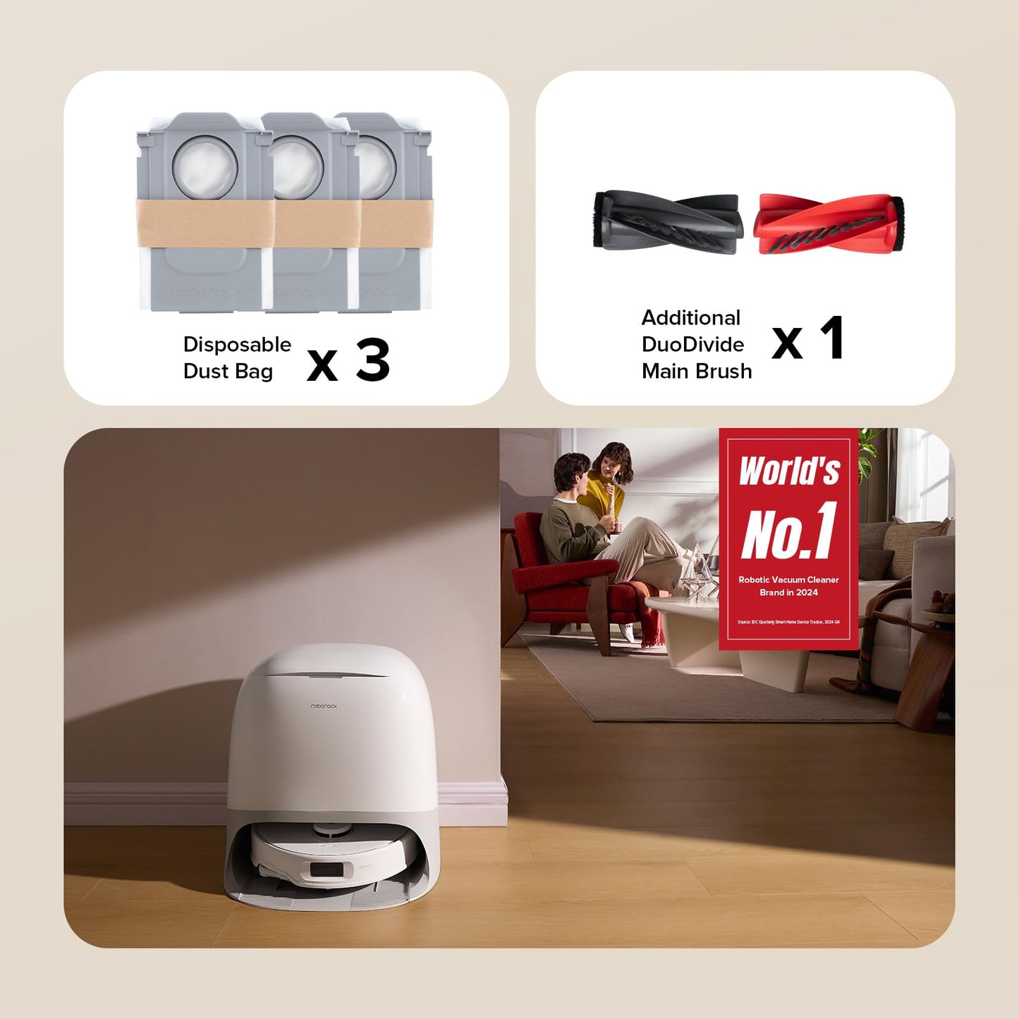 roborock Qrevo Curv S5X Robot Vacuum and Mop, 17000Pa Suction, Zero-Tangling Design, FlexiArm Side Brush, Smart Obstacle Avoidance, Self-Washing & Drying & Emptying for Carpet, Pet Hair, Hard Floor