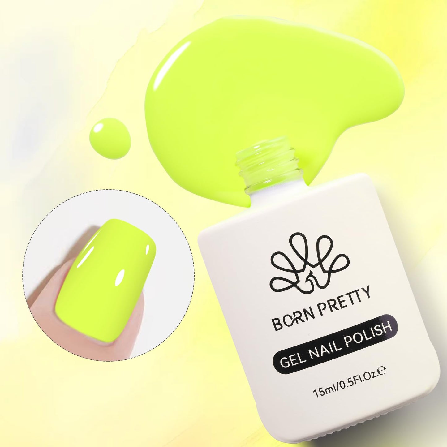 Born Pretty Neon Yellow Gel Nail Polish Neon Fluorescent Yellow Soak Off Gel Polish Nail Art Design Manicure Salon DIY Home 15ml