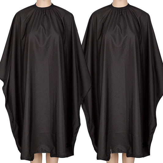 Iusmnur Barber Cape, 2 Pack Professional Hair Salon Capes with Adjustable Metal Clip, Shampoo Hair Cutting Cape for Barbers and Stylists - 55 x 63 inches (Black-2pack)