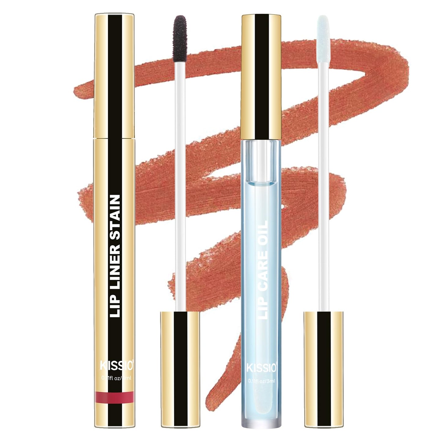 KISSIO Lip Stain Set,Peel Off Lip Liner Stain and Lip Care Oil,Transfer Proof,Long Lasting and Waterproof Lip Tint,Matte Finish,Lip Combo,02 Gray pink