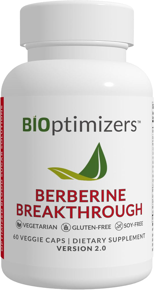 BIOptimizers Berberine Breakthrough 2.0 Supplement, 60 Capsules - Vegetarian, Gluten- and Soy-Free