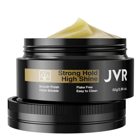 JVR Men's Hair Pomade, Hair Styling Pomade For Men, Strong Hold with High Shine Hair Gel Water Based Hair Cream Flake Free, Easy To Wash Out For All Hair Types