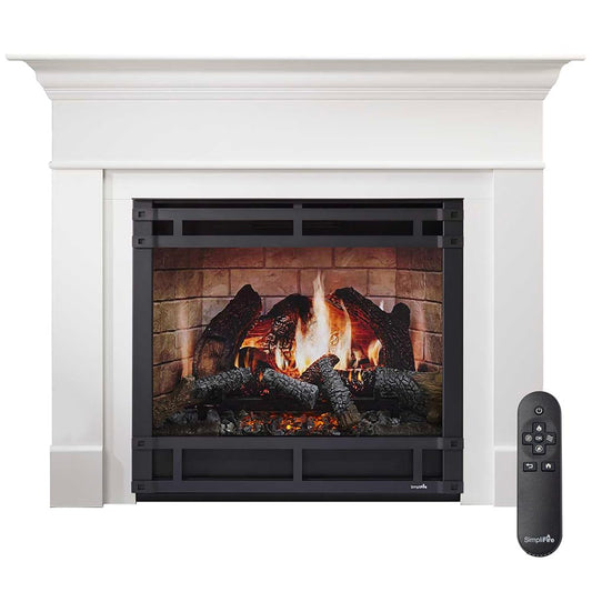 SimpliFire Inception 36-Inch Electric Fireplace Wescott Mantel Package with Halston Front (SF-INC36-SF-HAL-36-SF-MK-WS-INC36)