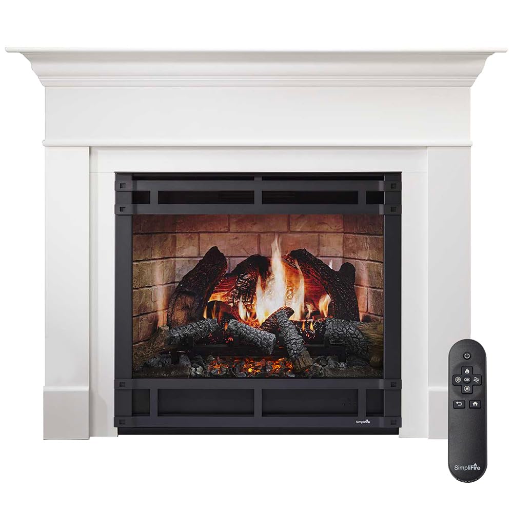 SimpliFire Inception 36-Inch Electric Fireplace Wescott Mantel Package with Halston Front (SF-INC36-SF-HAL-36-SF-MK-WS-INC36)