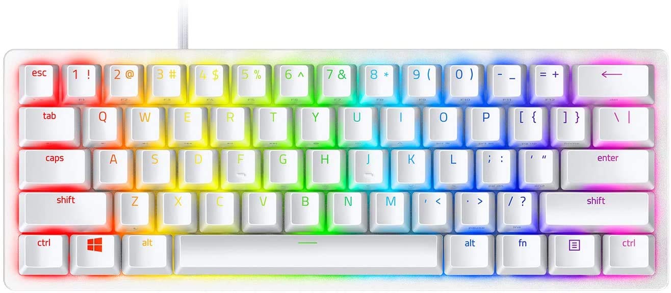 Razer Huntsman Mini 60% Gaming Keyboard: Linear Optical Switches - Rapid Trigger Mode - Chroma RGB Lighting - PBT Keycaps - Onboard Memory - Snap Tap - Mercury White