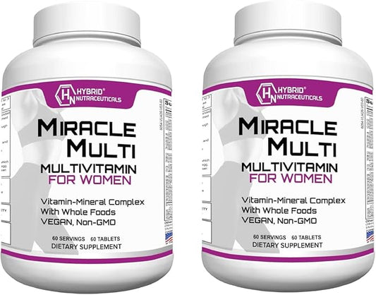 Hybrid Nutraceuticals MiracleMulti Women Multivitamin with Probiotics, Biotin, Folic Acid, Enzymes + Fruit & Vegetable Blend - Immune Support, Heart Health, Energy: 60 Servings (Non-GMO) (2)