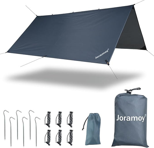 Hammock Rain Fly 10×10FT - Waterproof Camping Tarp Portable Tent Tarp Premium Backpacking Tarp Sheleter with UV Protection Layer for Camping Hiking Outdoor(Gray)